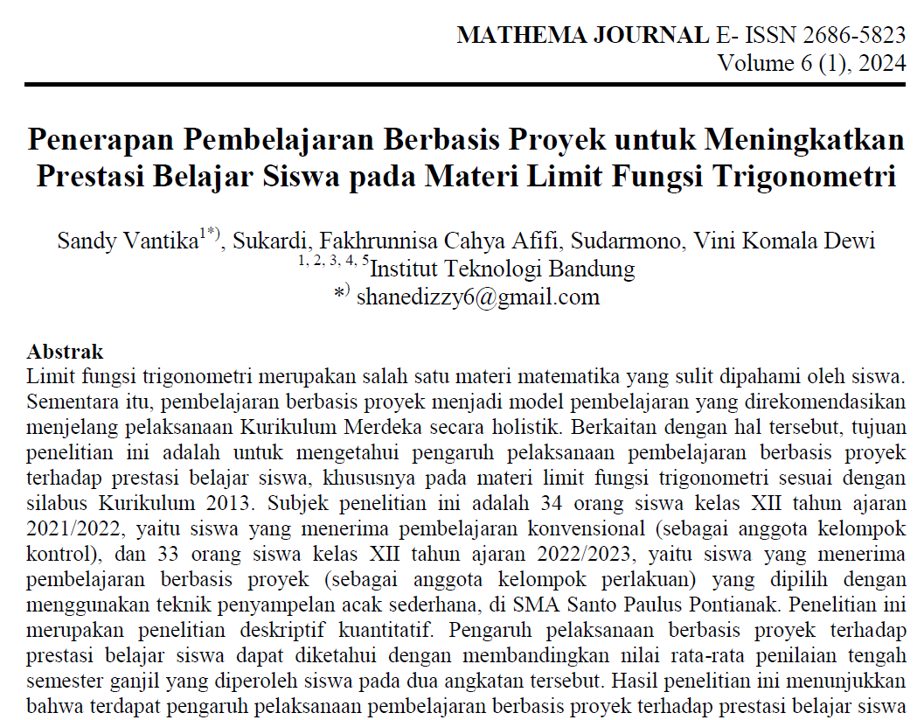 Cuplikan artikel ilmiah hasil pembelajaran mata kuliah Statistika